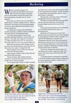 Jean Hanly dressed in gloves and sun hat, holds a coloured light bulb at the George Vowell Centre.  Alan Barkauskas and Allan Lawson run in the Priceline River Run and Walk.