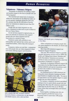 Volunteer driver Jack Saville assists Vera White into the car.  After a tandem bike ride, volunteer Juan-Carlos Romero communicates via sign language with fellow rider Heather Lawson.