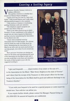 Volunteer Dorothy Cleeland with Elanora resident Florence Pinner in a corridor at Elanora.