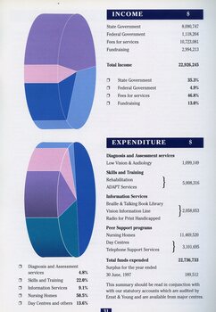 Pie chart showing income and expenditure