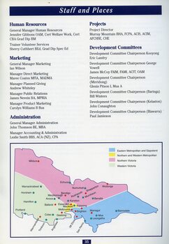 Managerial listing.  Map of Victoria showing offices.