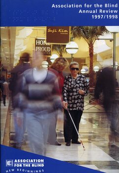 Jennie Bekierz instructs Annette Stirling how to use a white cane in a busy shopping centre.