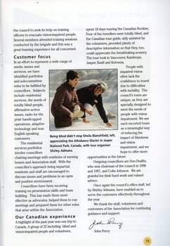 Sheila Blanchfield on the Athabasca Glacier in Canada, with Shirley Admans.