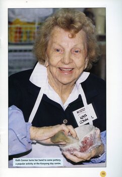 Kath Connor enjoys pottery at the Kooyong day centre.