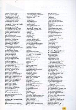 List of supporters - service/sports clubs, corporate sponsors and trusts, foundations and endowments