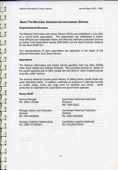 Organisational structure, operations and listing of senior staff