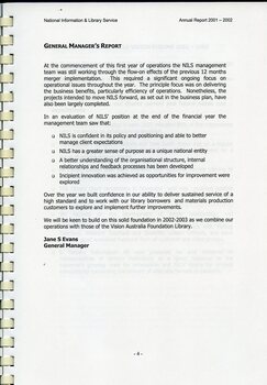 General Manager's report which evaluates the position of the company