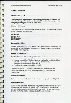 Financial report including names of directors and principal activities
