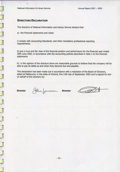 Director's declaration regarding truth and veracity in annual reporting