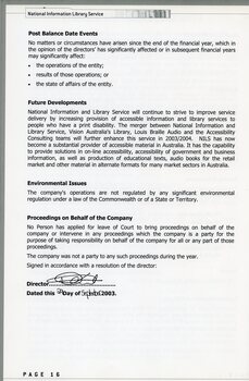 Financial Statements 2002/3 including future developments and environmental issues