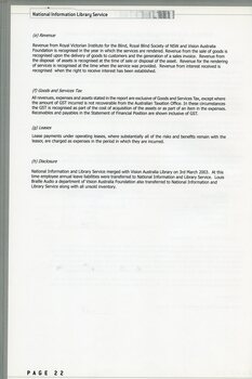 Notes to and forming part of the Financial Statement