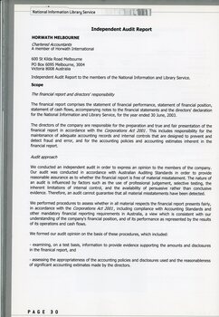 Independent Audit Report from Horwath Melbourne