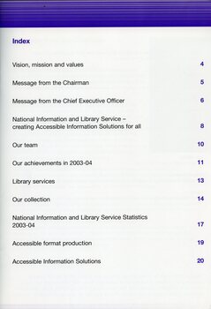 Table of contents page