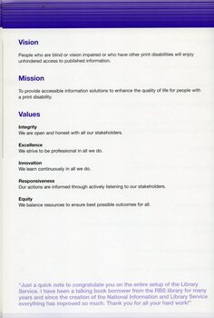 Vision, Mission and Values statements