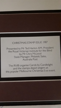Paper envelopes with Christmas stamps with presentation to RVIB