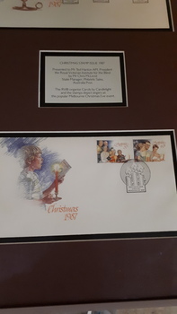 Paper envelopes with Christmas stamps with presentation to RVIB