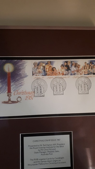 Paper envelopes with Christmas stamps with presentation to RVIB