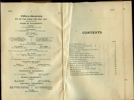 Office bearers and contents page