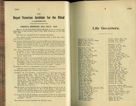 Annual meeting minutes and Life Governors