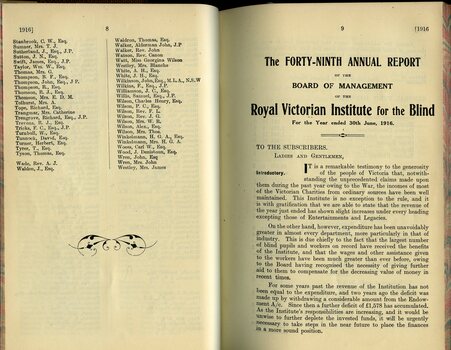 Life Governor listing and report of RVIB board of management