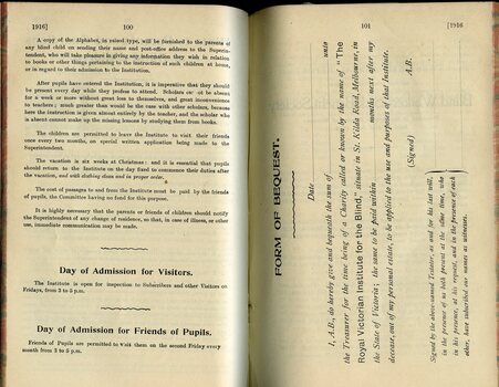 Day of Admission information and Form of Bequest
