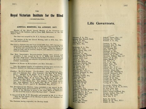 AGM minutes and Life Governors listing