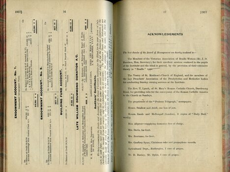Endowment, Buildings and Bequest accounts, and Acknowledgments