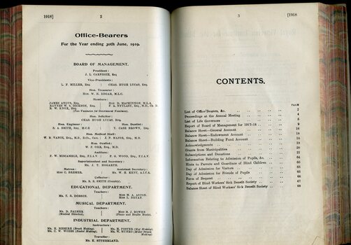 Office bearers and List of Contents page