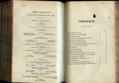 List of Office Bearers and table of contents