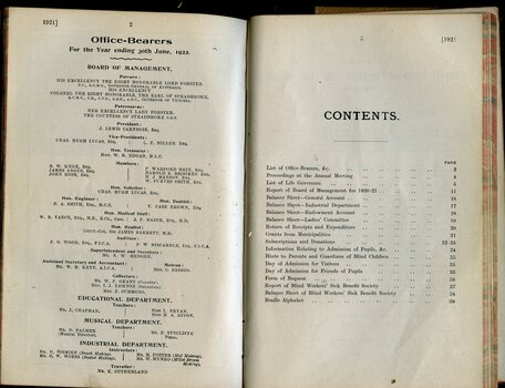 List of office bearers and table of contents