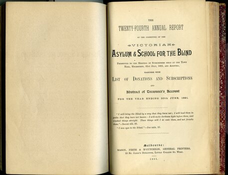 Front cover of Annual General Meeting, Board of Management report and subscriber list