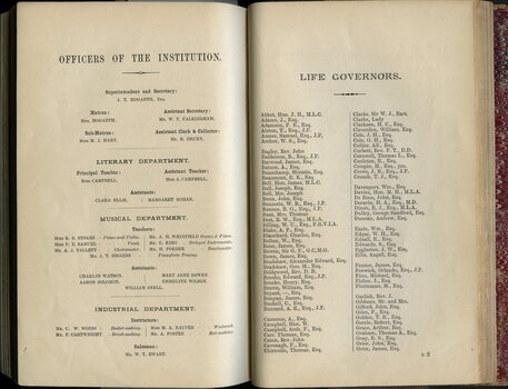 Officers of the Institution and list of Life Governorships awarded