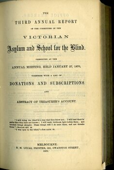 Front page of Board of Management report to subscribers
