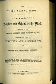Front page of Board of Management report to subscribers