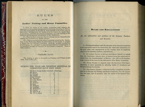 Ladies Visiting and House Committee rules and Rules and Regulations of Institute