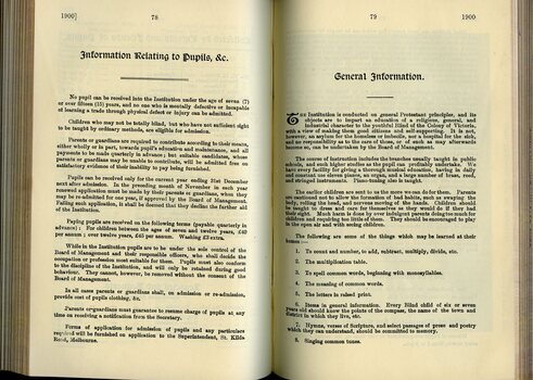 Information Relating to Pupils, etc and General information relating to the instruction of blind pupils 