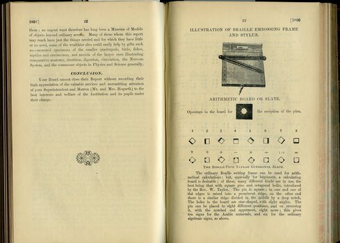 Board of Management report to public subscribers, Picture of hand frame and how mathematical concepts are explained