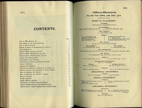 Contents page and List of Office Bearers