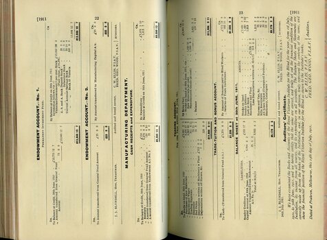 Endowment fund and Manufacturing balance sheet