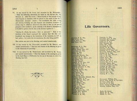 Report from Annual General Meeting and List of Life Governors