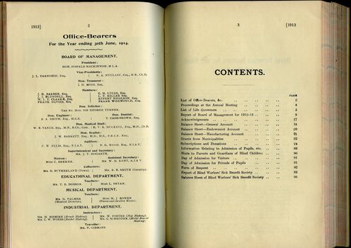 Contents page and List of Office Bearers