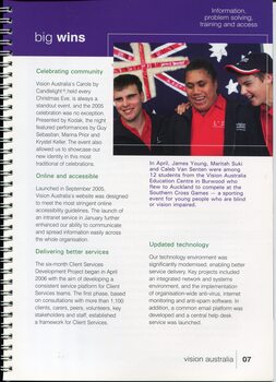 Projects and events that occurred during the past year and photo of students who competed at Southern Cross games