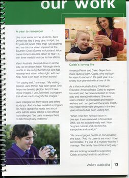 A young boy building with blocks with some help from staff member and a teenage holding a camera