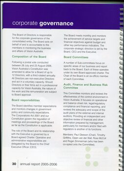 Corporate governance information including committee structure