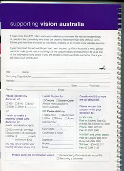 Donation form with information on bequests or how to become a volunteer