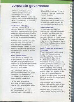 Corporate governance information including committee structure