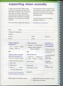 Donation form with information on bequests or how to become a volunteer