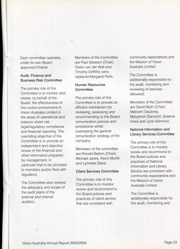 Corporate governance information including committee structure