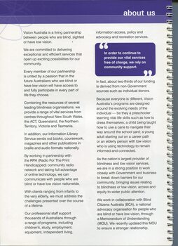 Discussion of vision and mission and it's role in providing services to people who are blind or have a print disability