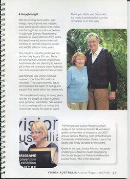 Bettie and Eric, who provided a bequest in their wills, and Honourable Justice Roslyn Anderson at AGM